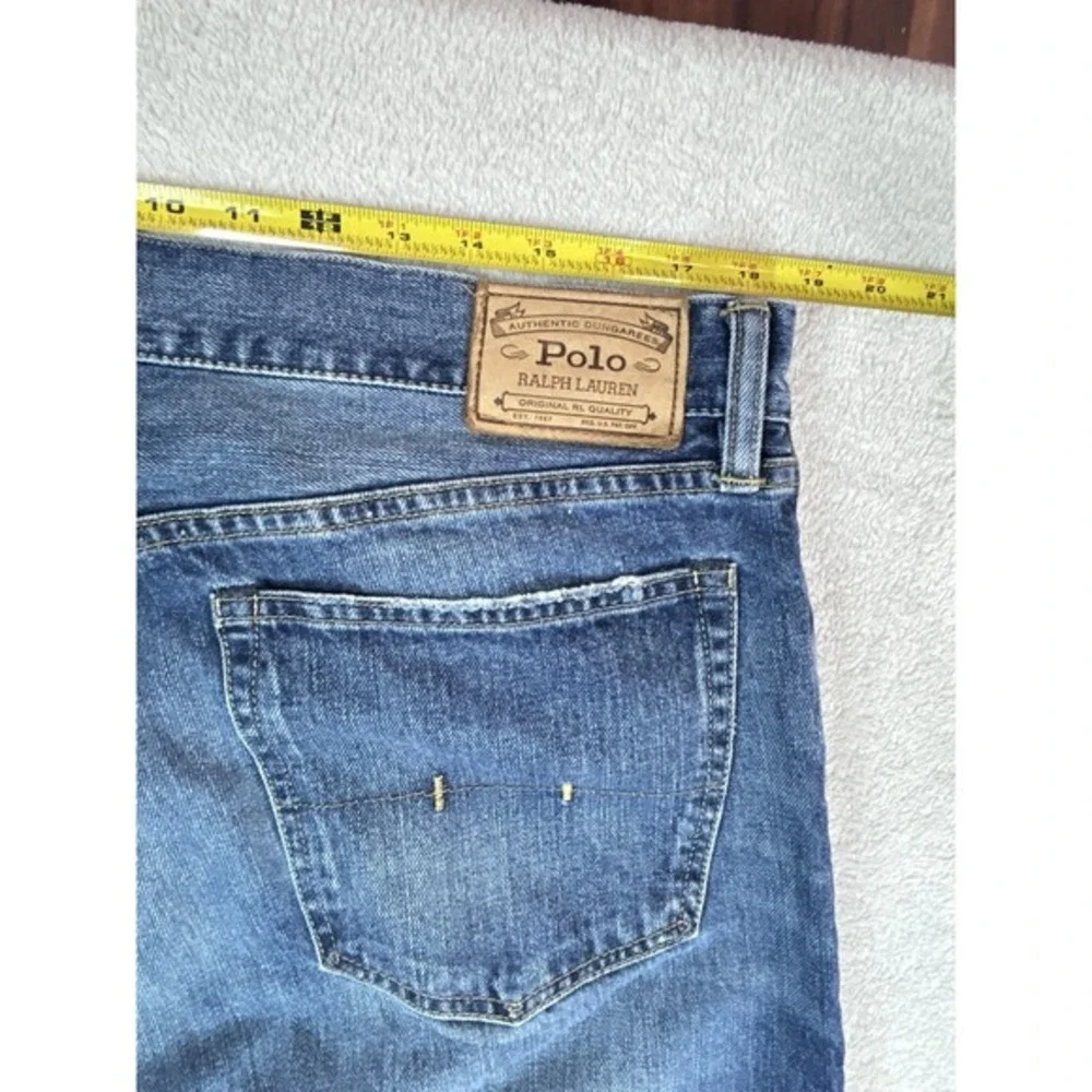 Vtg polo ralph lauren authentic dungarees blue jeans‎ 36x30 Distressed Med Wash
